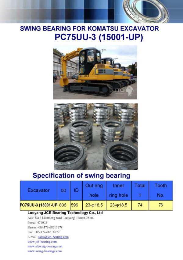 swing bearing for excavator PC75UU-3（15001-UP）