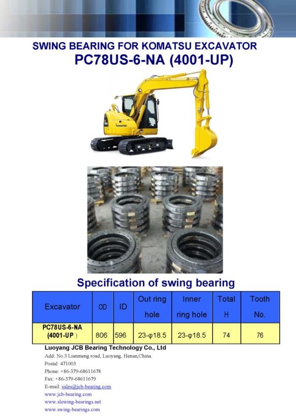 swing bearing for excavator PC78US-6-NA（4001-UP）