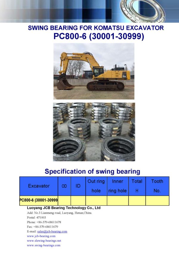 swing bearing for excavator PC800-6（30001-30999）