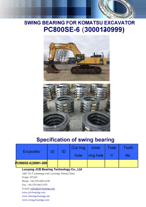 swing bearing for excavator PC800SE-6（30001-30999）