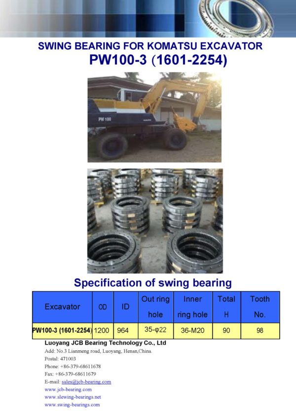swing bearing for excavator PW100-3（1601-2254）