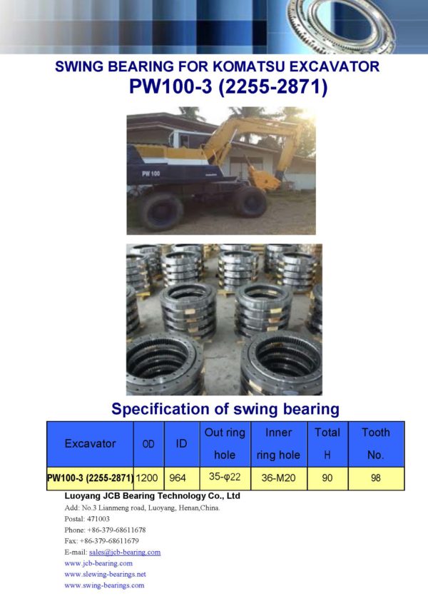 swing bearing for excavator PW100-3（2255-2871）