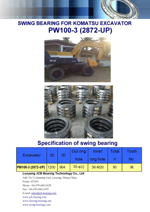 swing bearing for excavator PW100-3（2872-UP）