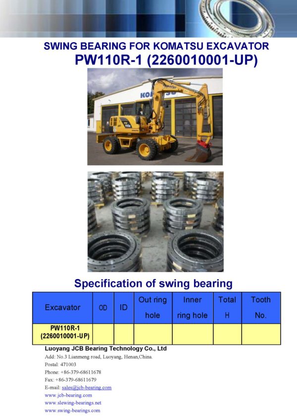 swing bearing for excavator PW110R-1 （2260010001-UP）