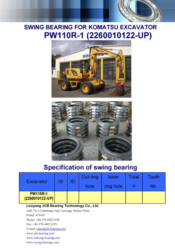 swing bearing for excavator PW110R-1 （2260010122-UP）