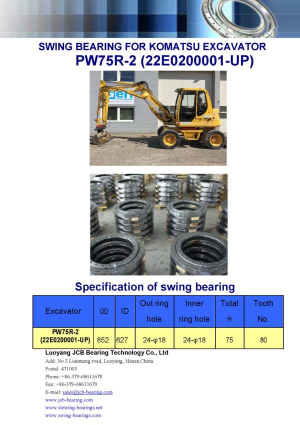 swing bearing for excavator PW75R-2 （22E0200001-UP）
