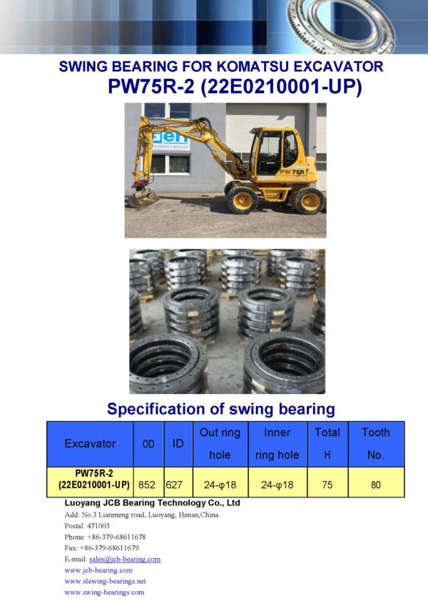 swing bearing for excavator PW75R-2 （22E0210001-UP）