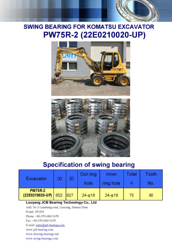 swing bearing for excavator PW75R-2 （22E0210020-UP）