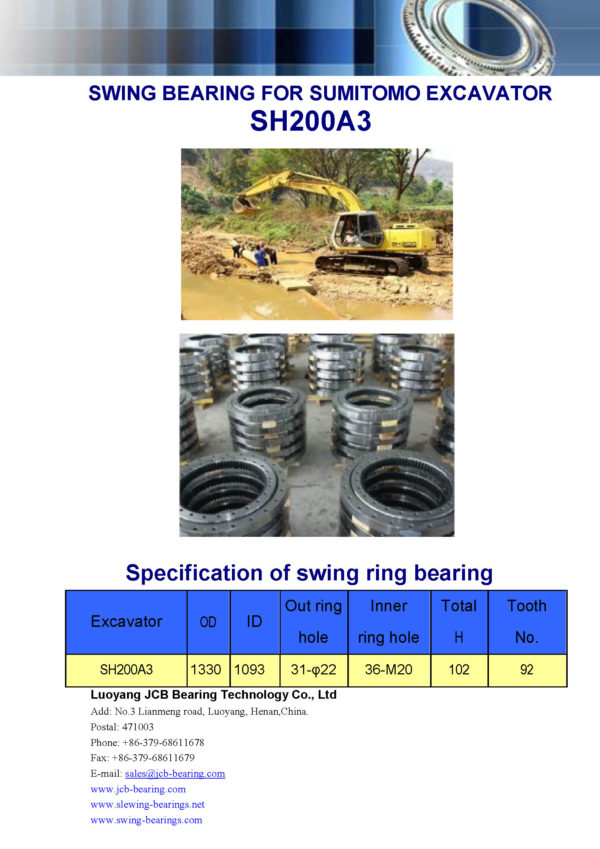 swing bearing for excavator SH200A3