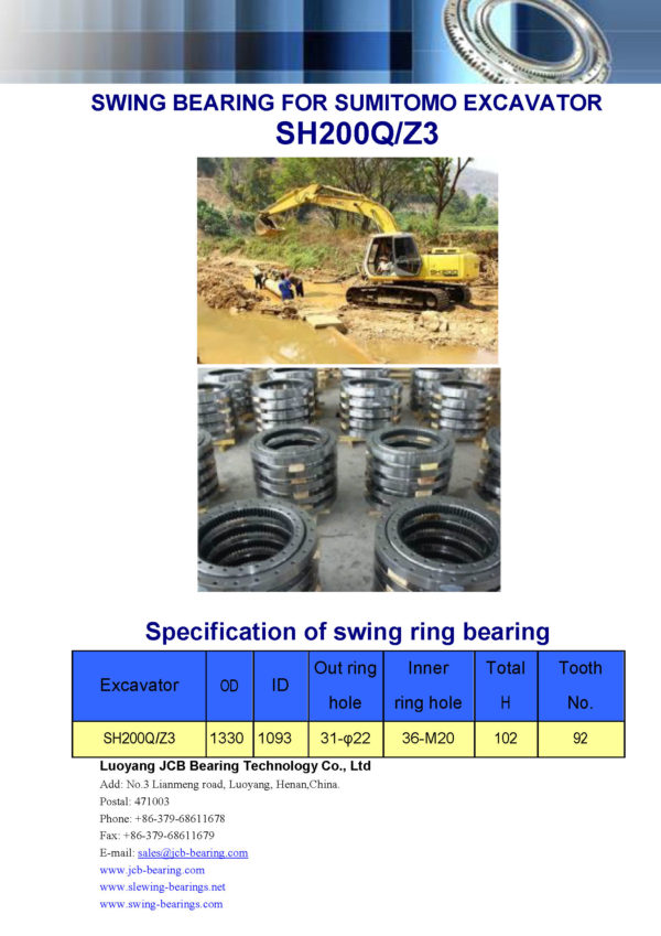 swing bearing for excavator SH200Q/Z3